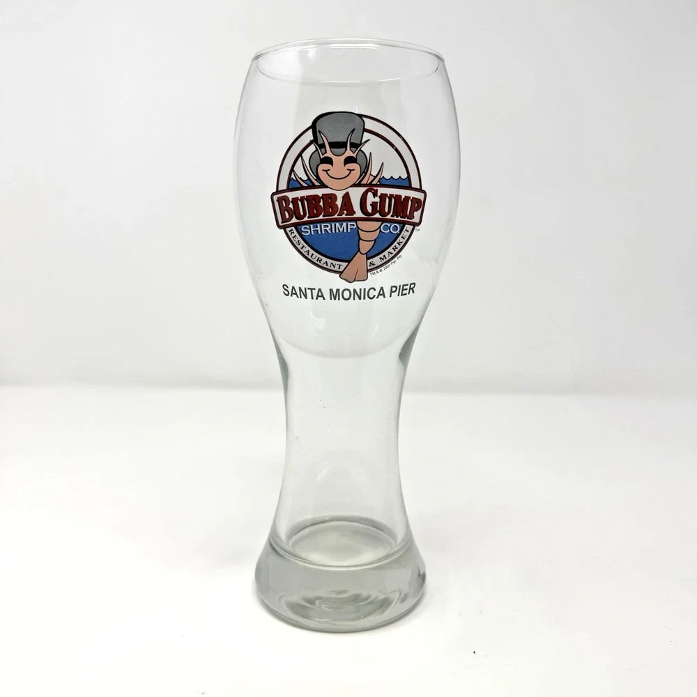 2008 Bubba Gump Santa Monica Pier Collectible Pilsner Glass Beer 9” Tall